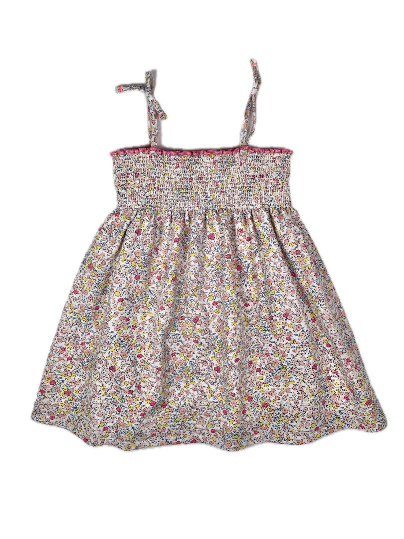 2-3, Zara, White, Floral spaghetti strap dress, smocking at chest
