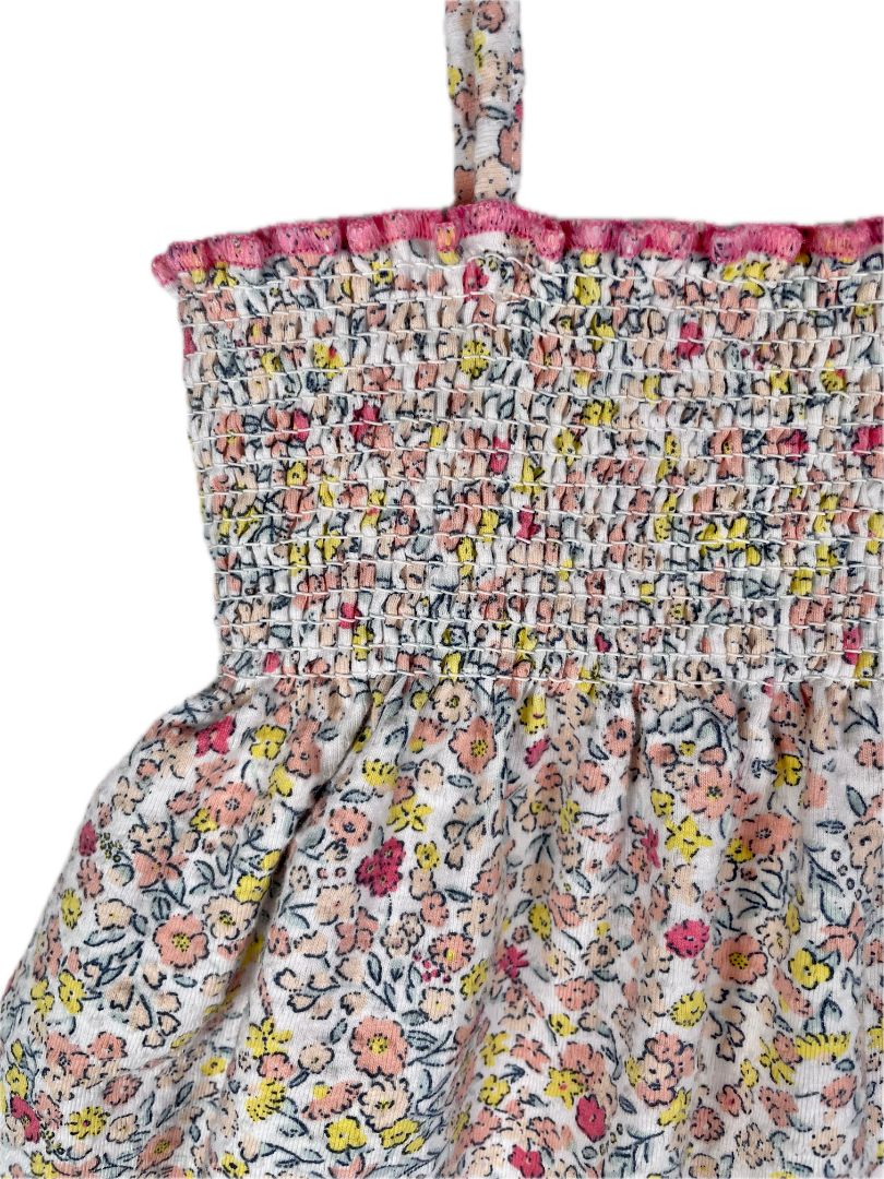 2-3, Zara, White, Floral spaghetti strap dress, smocking at chest
