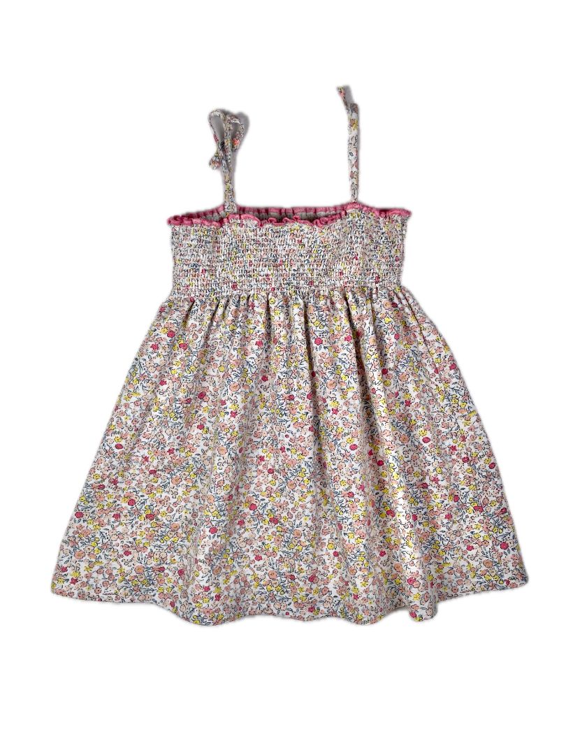 2-3, Zara, White, Floral spaghetti strap dress, smocking at chest
