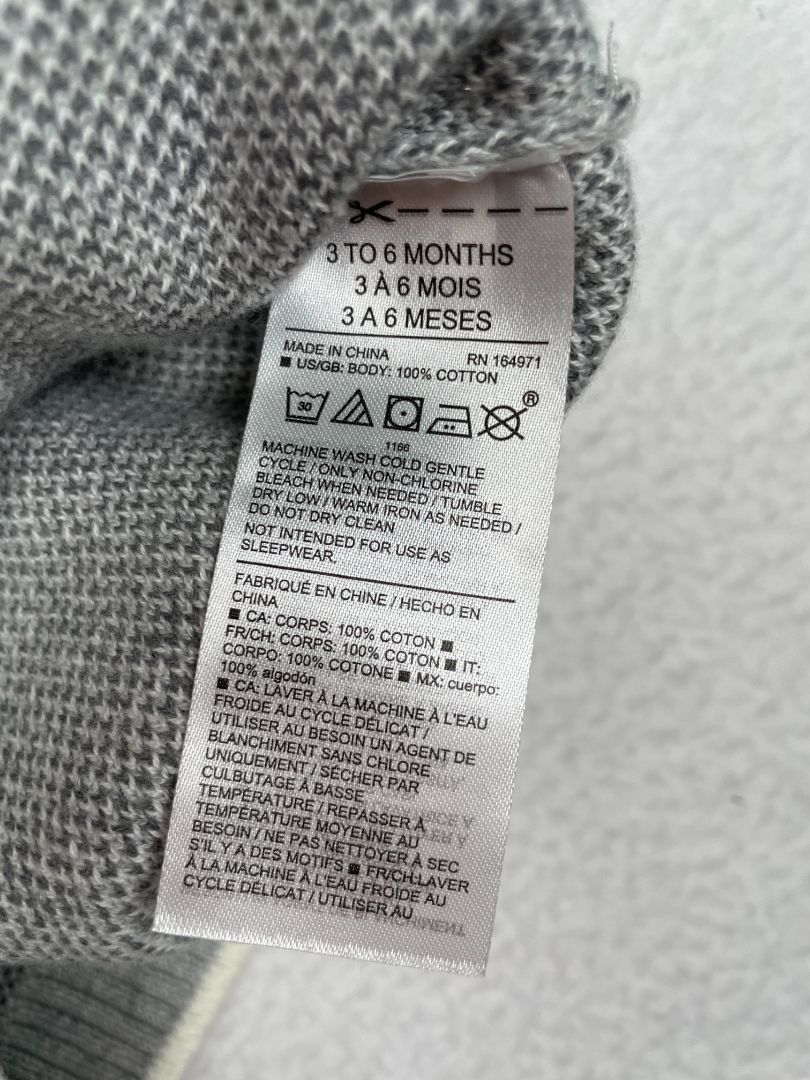 3-6 mo, Janie and Jack, Grey, New w/ tags - Jacquard sheep button-up collared cardigan