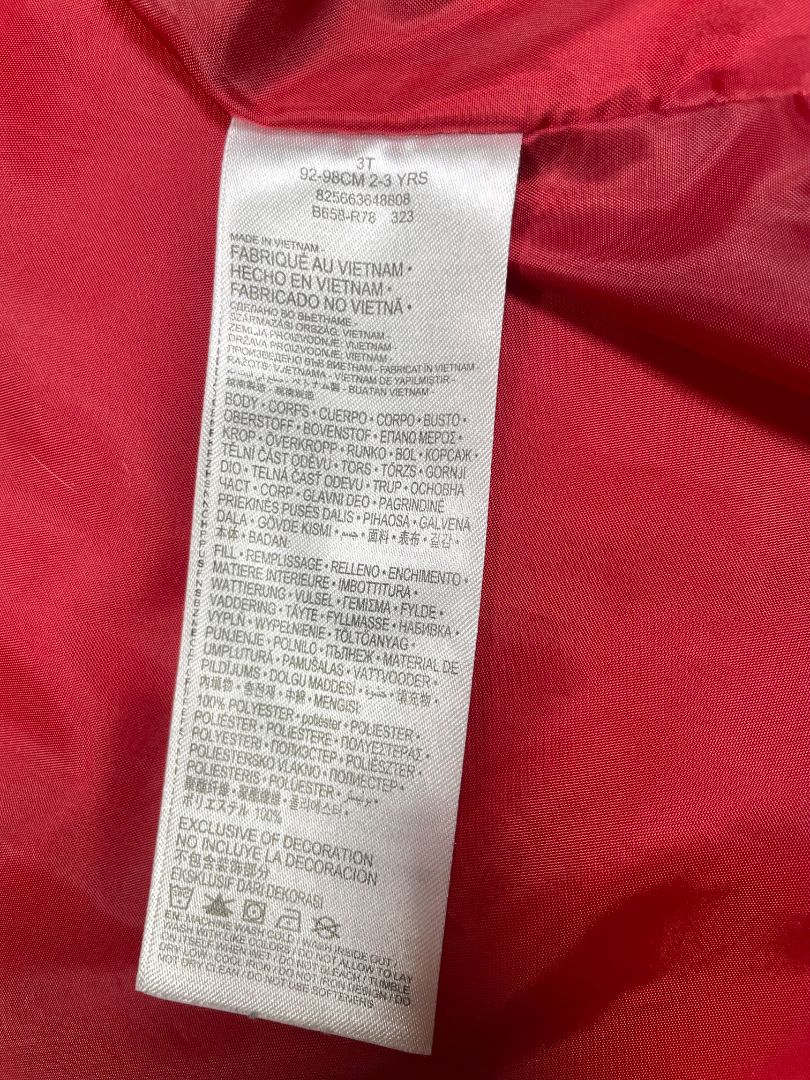 3/3T, Nike Air Jordan, Red, Puffer chest jacket, black hood and long sleeves