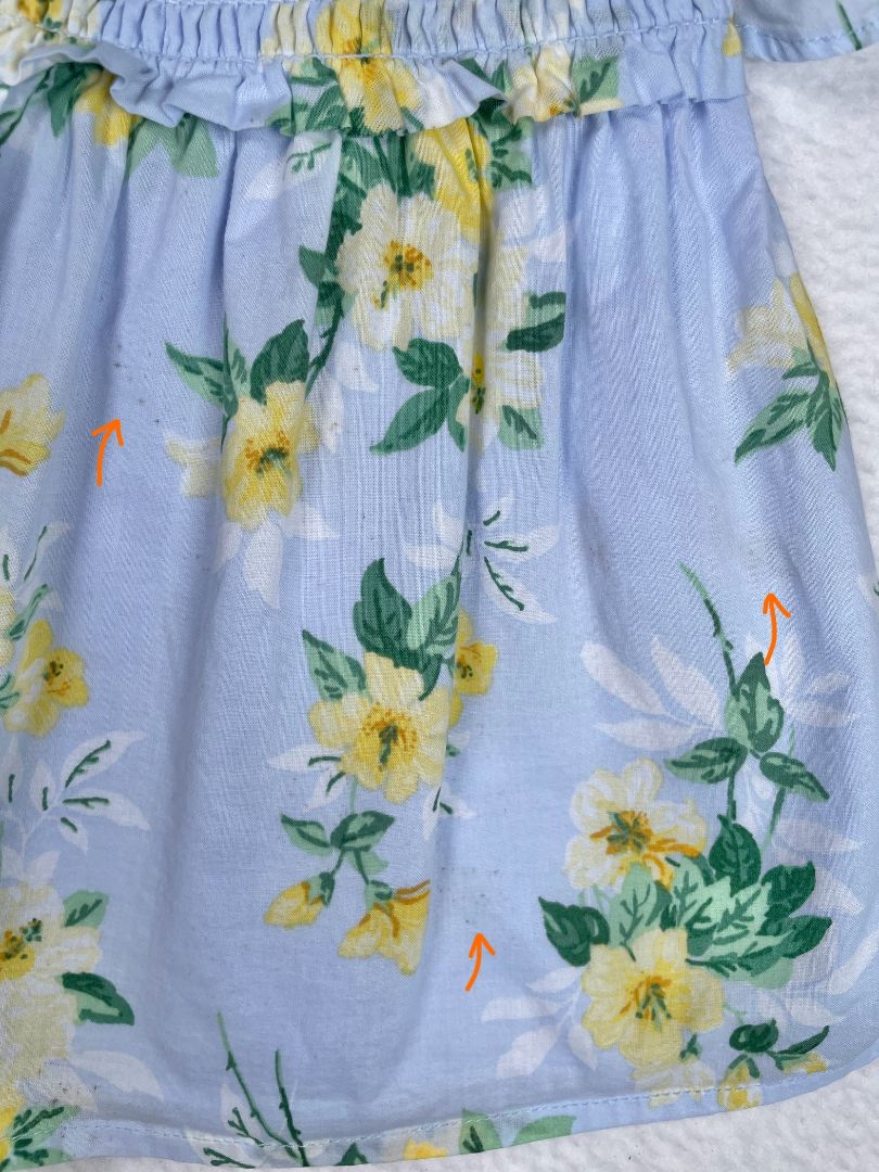 2/2T, Janie and Jack, Blue, Smocked yellow floral blouse + headband SET