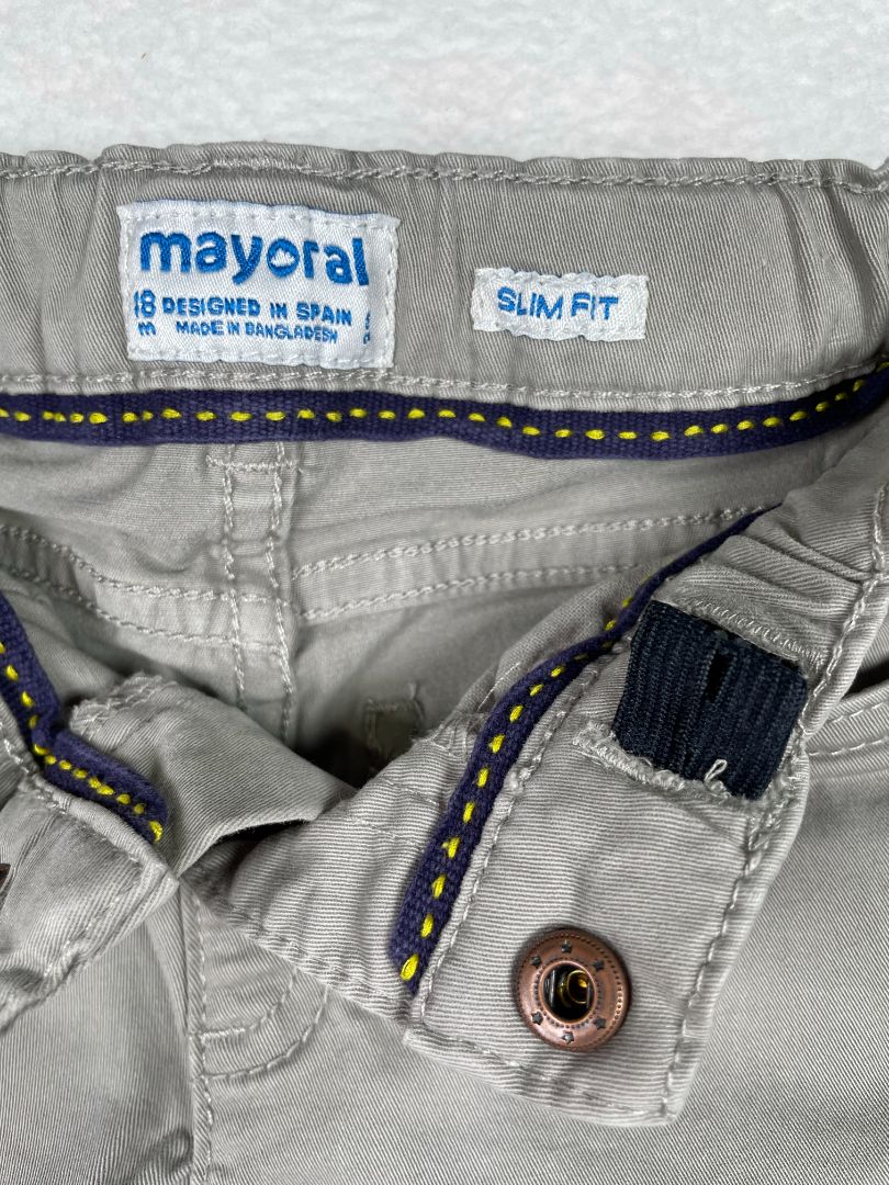 18 mo, Mayoral, Grey, Slim fit pants, adjustable