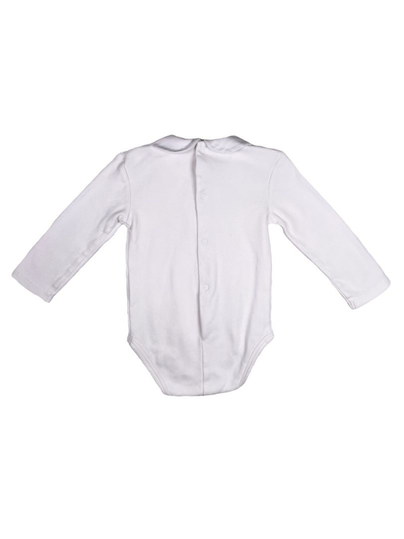 12 mo, Mayoral, White, Flower scallop collar long-sleeve bodysuit