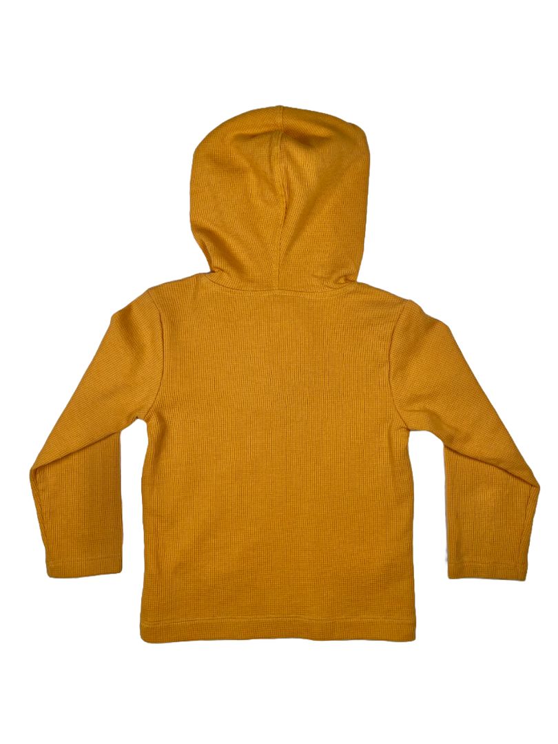 3/3T, Pekkle, Yellow, Waffle knit hooded long-sleeve shirt