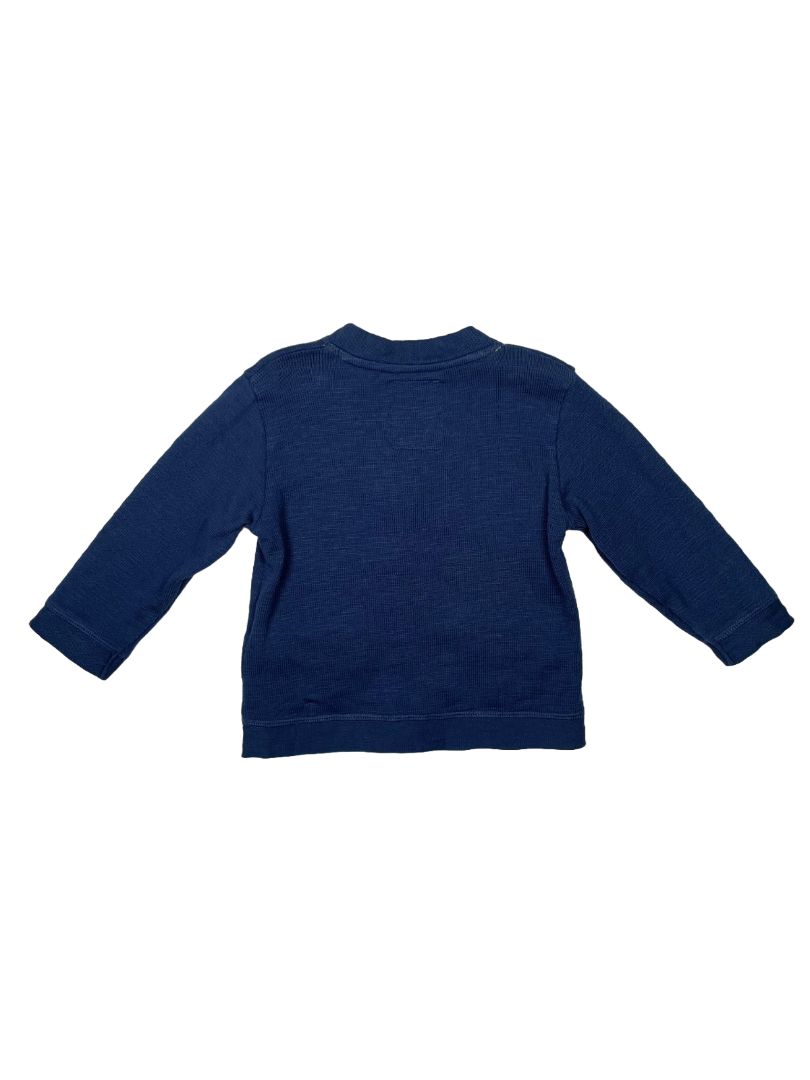 12 mo, Play Up, Blue, Button-up cardigan, green trim
