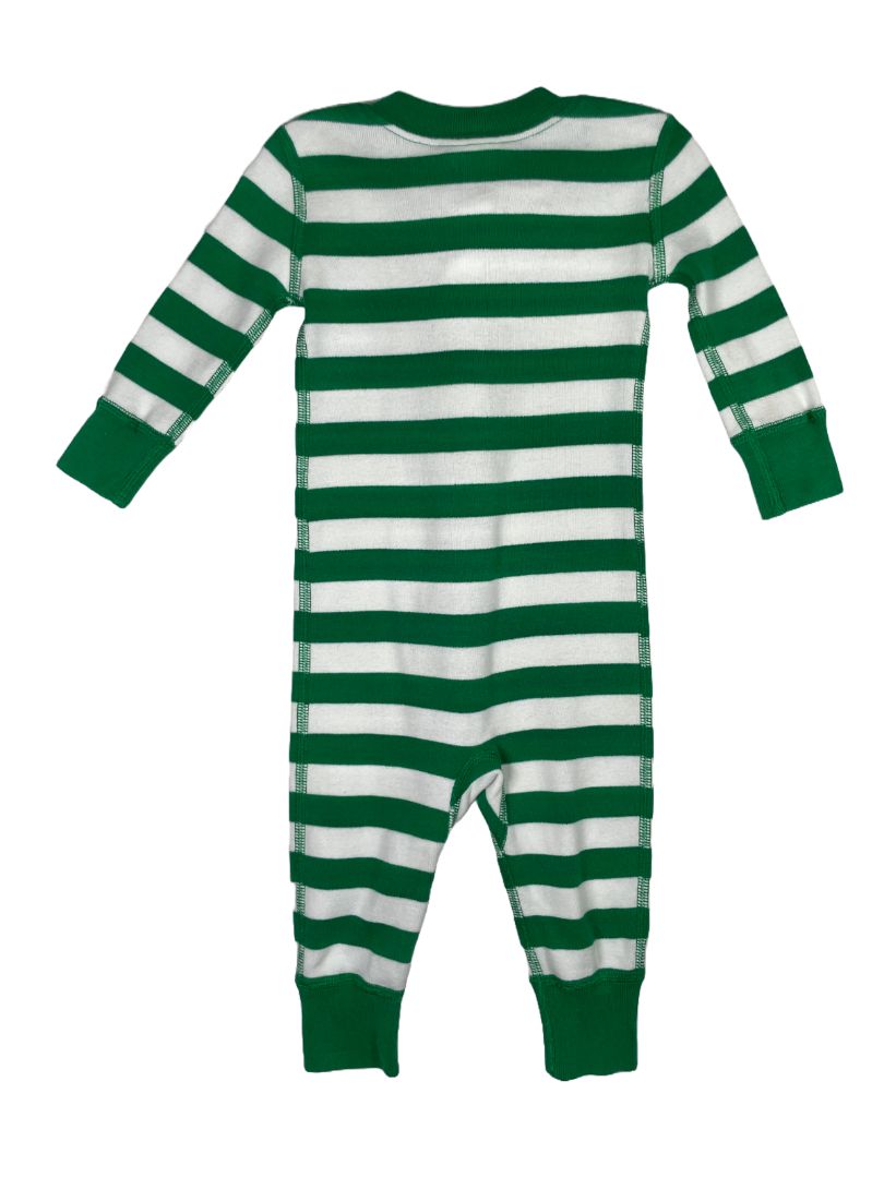 3-6 mo, Hanna Andersson, Green, Striped zip-up sleeper