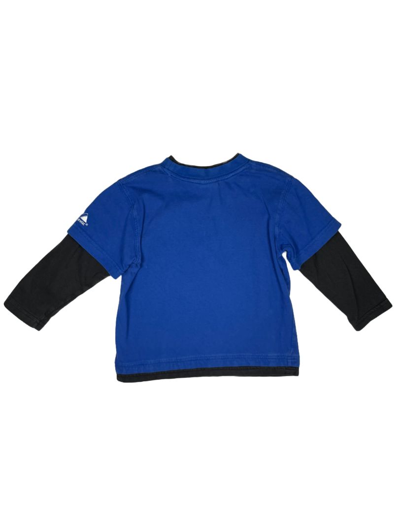 4/4T, Majestic for MLB, Blue, NY Mets long-sleeve t-shirt, faux double layer, black