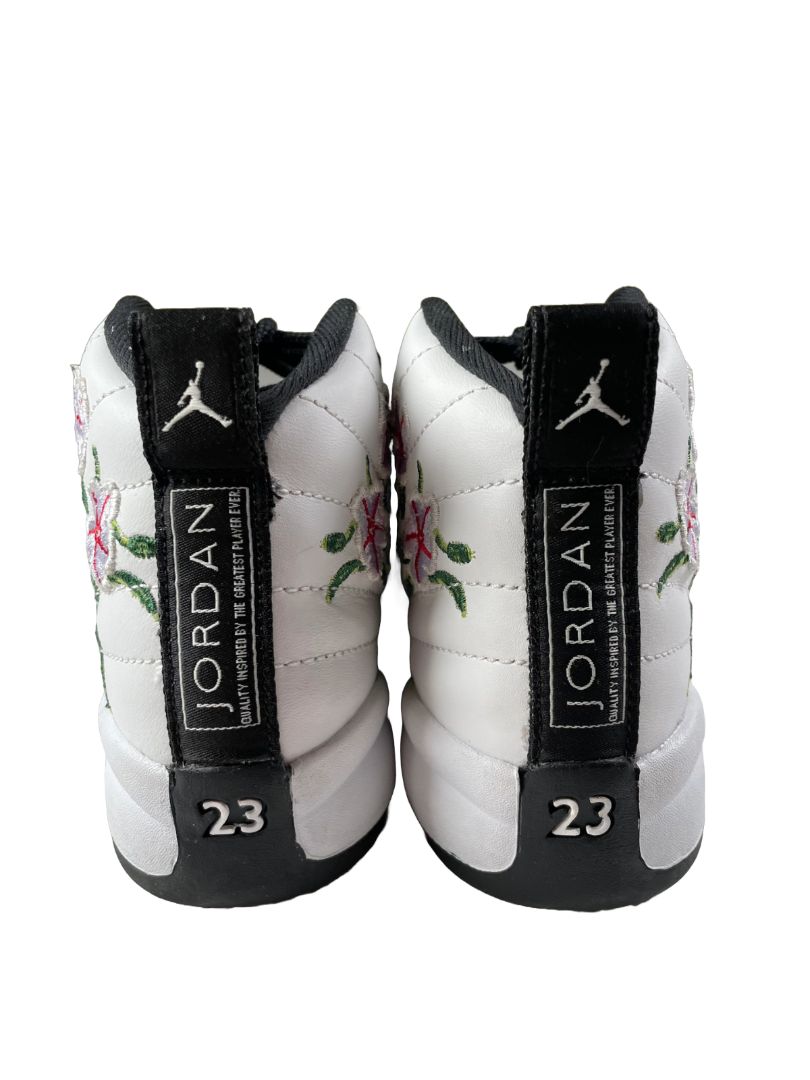 Size 12, Nike Air Jordan, White, Air Jordan 12 retro embroidered floral sneakers