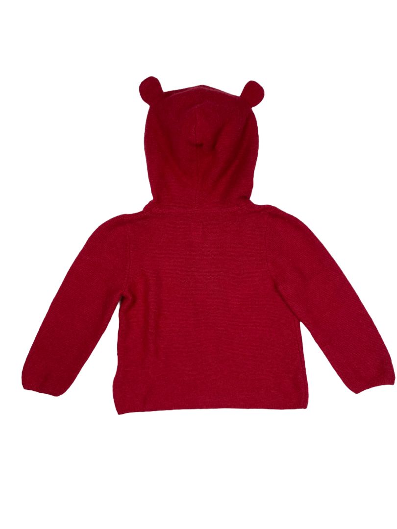 6-12 mo, babyGap, Red, Zip-up hooded sweater with bear ears