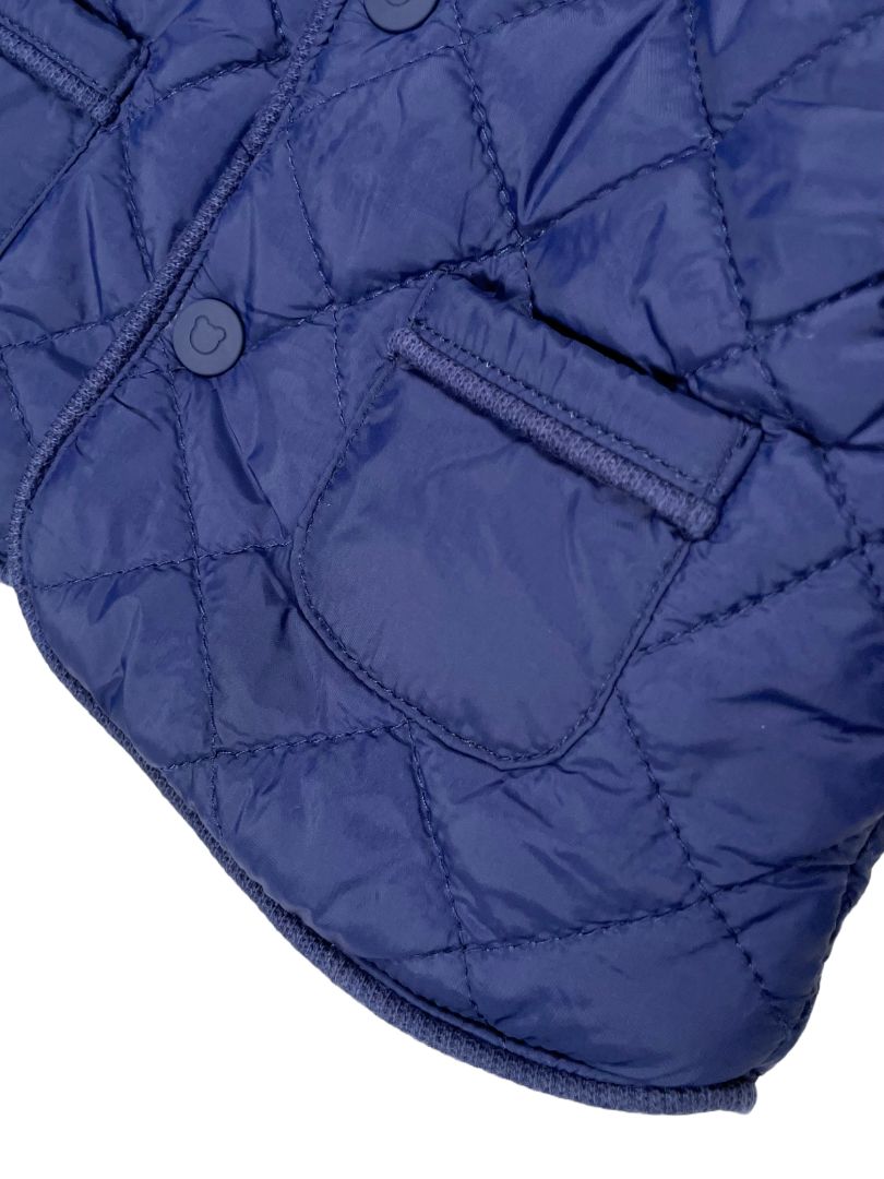 1-2 mo, Mayoral, Blue, Lightly padded quilted jacket w/ collar, snaps, & velour lining