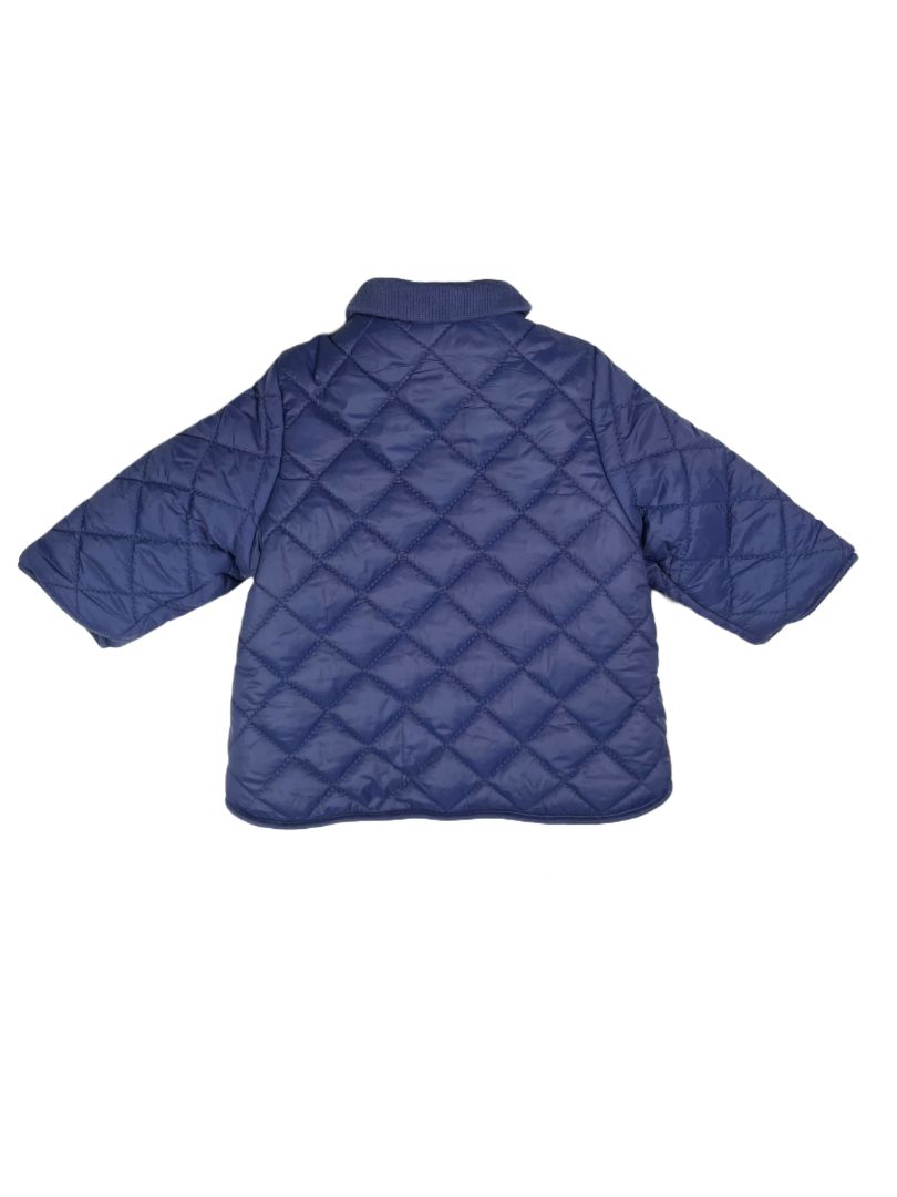 1-2 mo, Mayoral, Blue, Lightly padded quilted jacket w/ collar, snaps, & velour lining