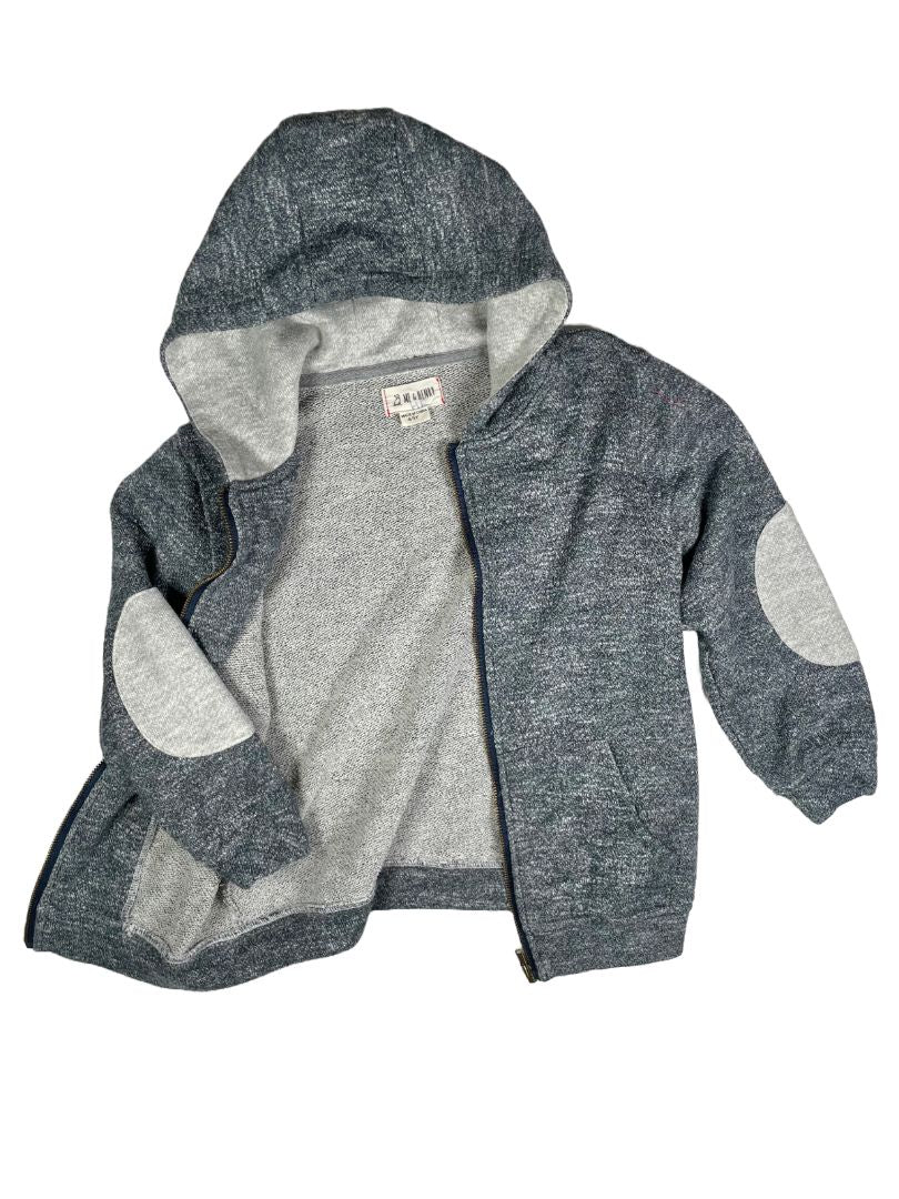 4-5, Me & Henry London, Grey, Sweatshirt zip-up hoodie w/ front pocket & elbow patches