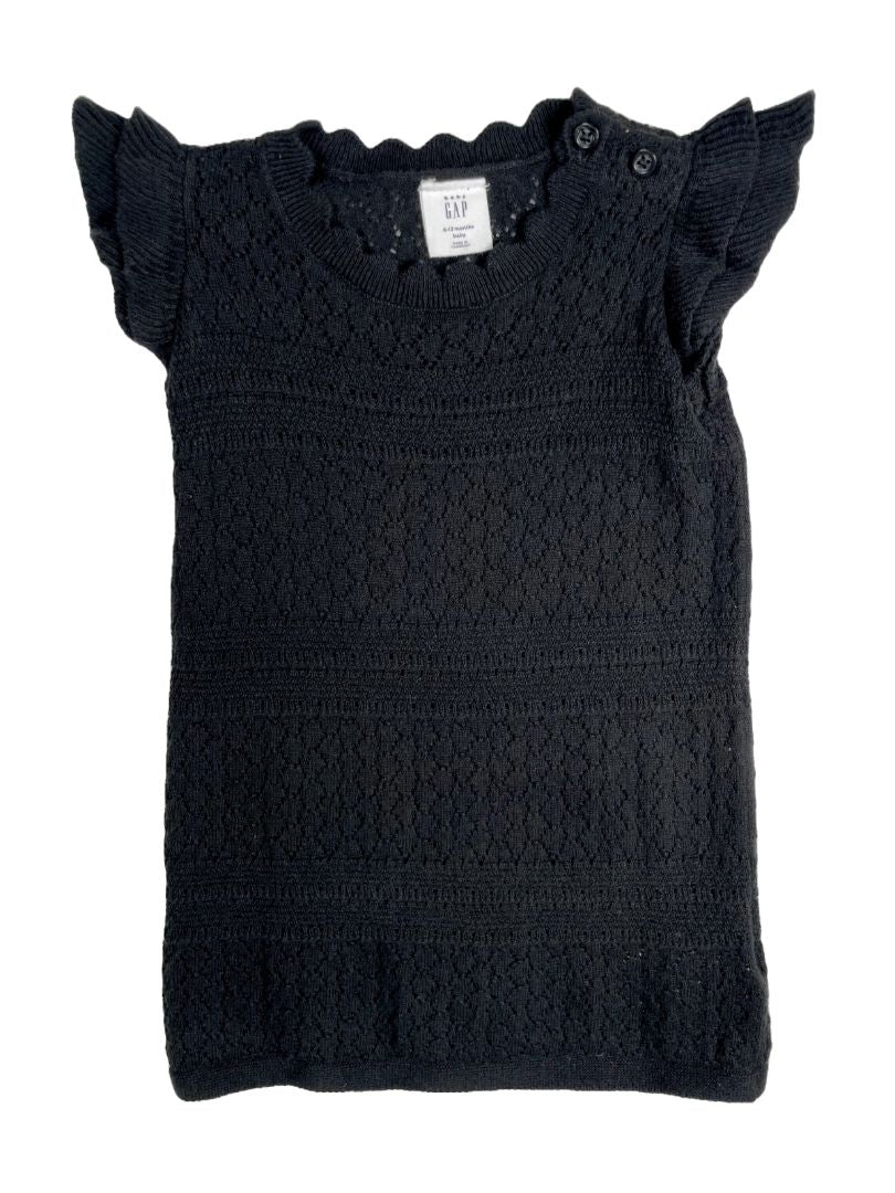 6-12 mo, babyGap, Black, Sweater dress w/ flutter sleeves, scalloped neckline