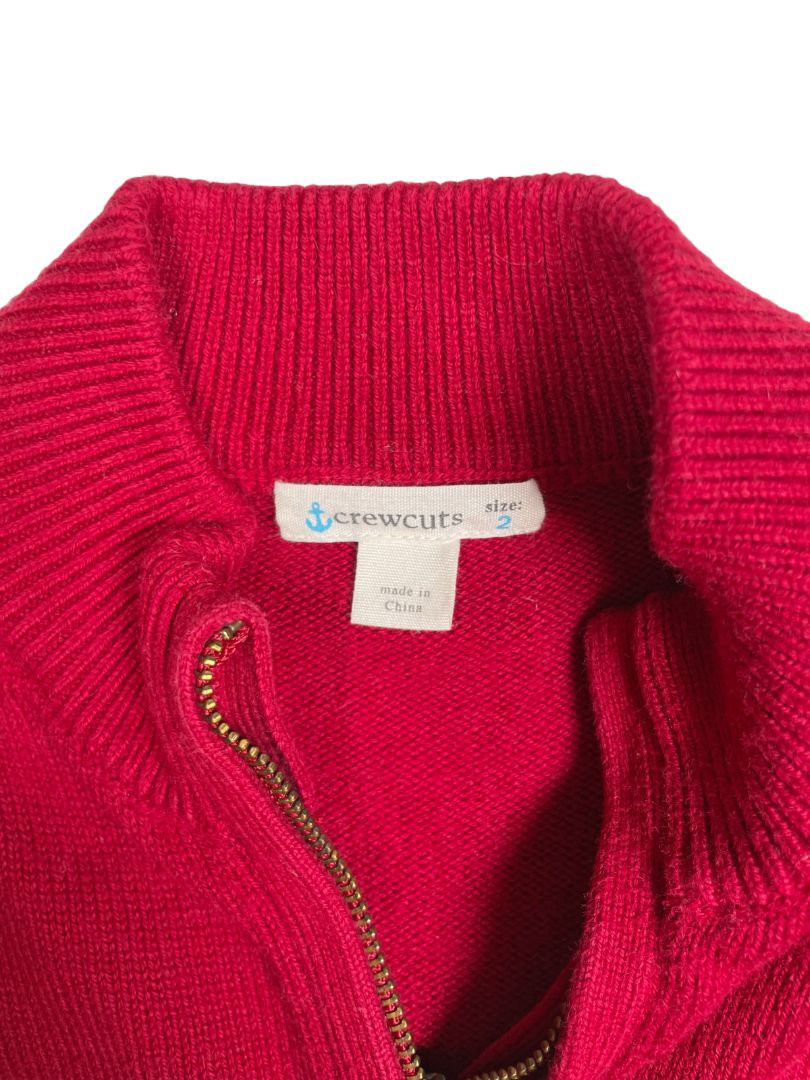 2/2T, J.Crew Crewcuts, Red, Half-zip pullover sweater