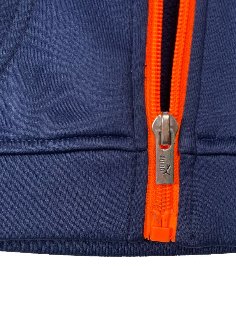 24 mo, PUMA, Blue, Zip-up hoodie, neon orange accents