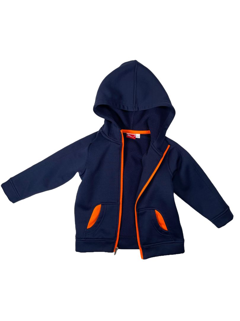 24 mo, PUMA, Blue, Zip-up hoodie, neon orange accents
