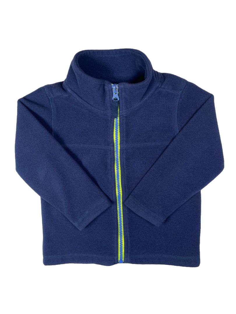 2/2T, Carter's, Blue, Fleece zip-up jacket, blue/green zipper