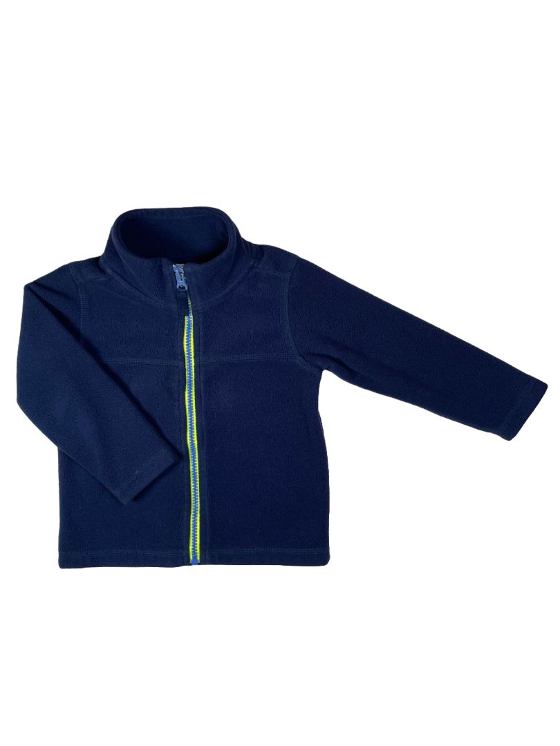 2/2T, Carter's, Blue, Fleece zip-up jacket, blue/green zipper