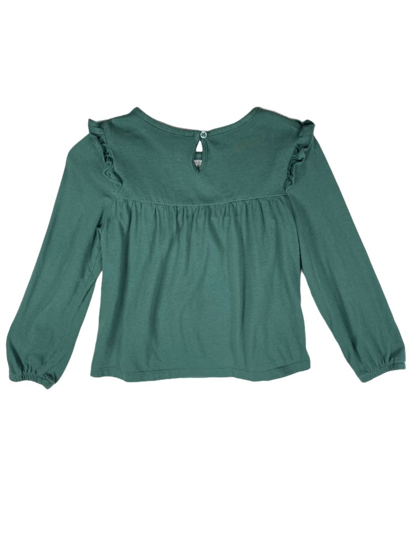 5/5T, babyGap, Green, Long-sleeve shirt, smocking at yoke, ruffles at shoulders