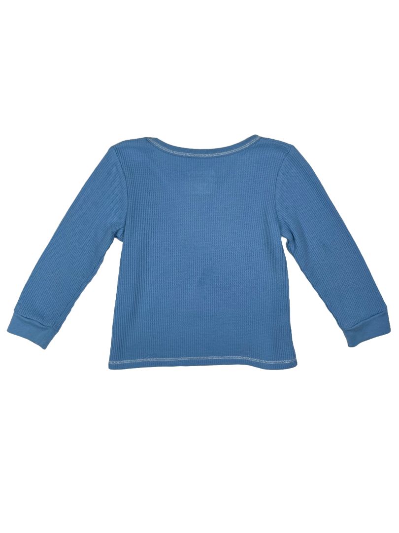 3/3T, Disney, Blue, Mickey Mouse, Goofy, Donald Duck waffle-knit long-sleeve shirt