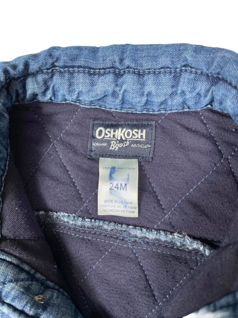24 mo, OshKosh B'Gosh, Blue, Quilted chambray button-up jacket/shacket