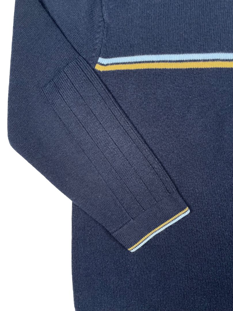 4/4T, Quicksilver, Blue, Pullover sweater, light blue/tan stripes and hems