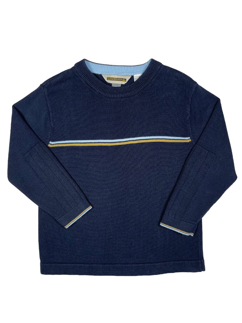 4/4T, Quicksilver, Blue, Pullover sweater, light blue/tan stripes and hems