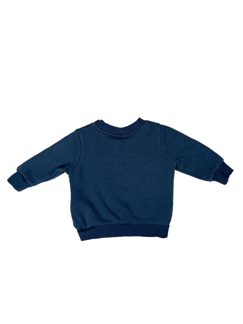0-3 mo, Timberland, Blue, Sherpa front pullover sweatshirt, embroidered tree logo