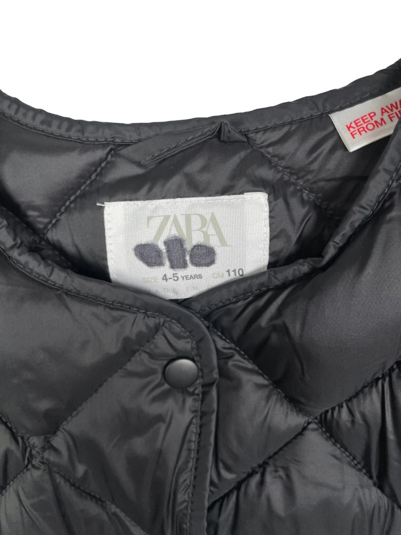 4-5, Zara, Black, Quilted puffer vest, snap-up