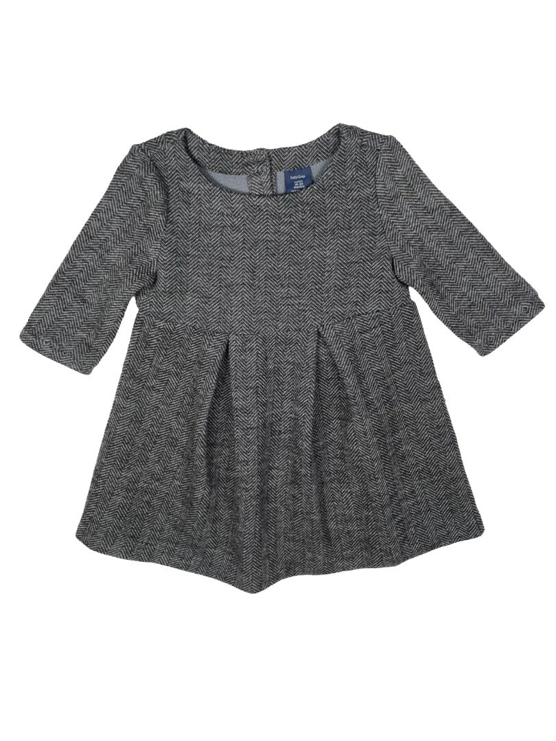 18-24 mo, babyGap, Grey, Chevron long-sleeve dress