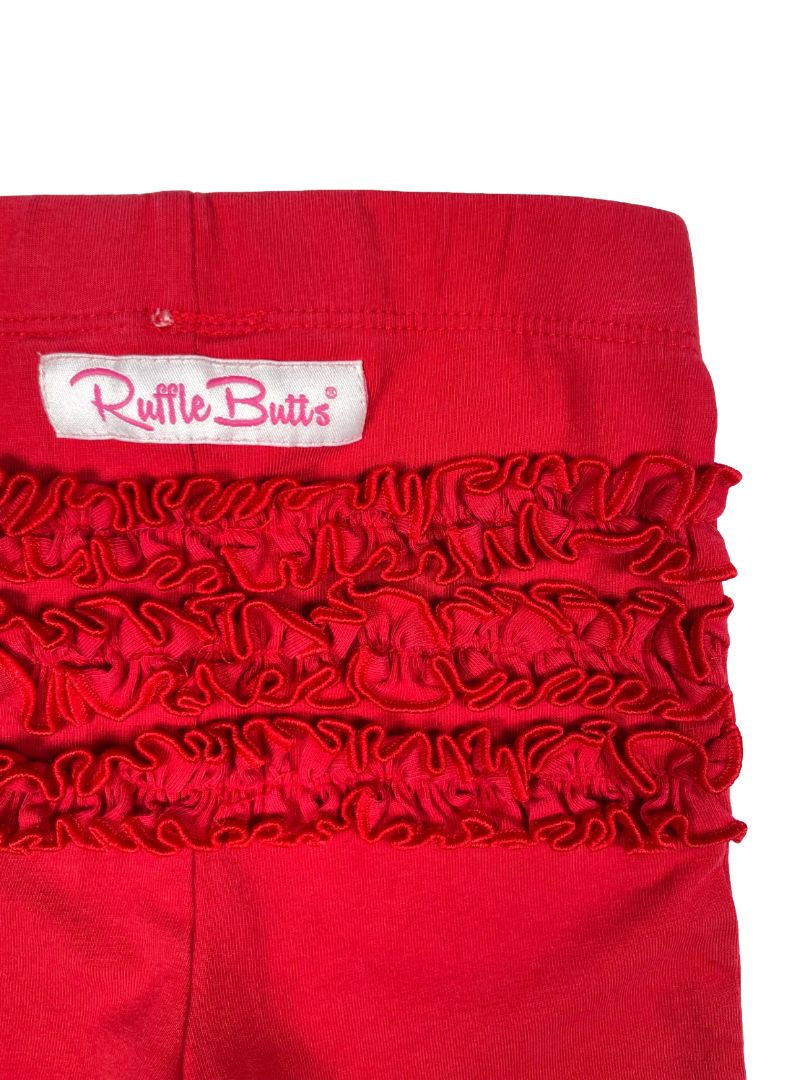 12-24 mo, Ruffle Butts, Red, Pull-on leggings, ruffles on cuffs and butt