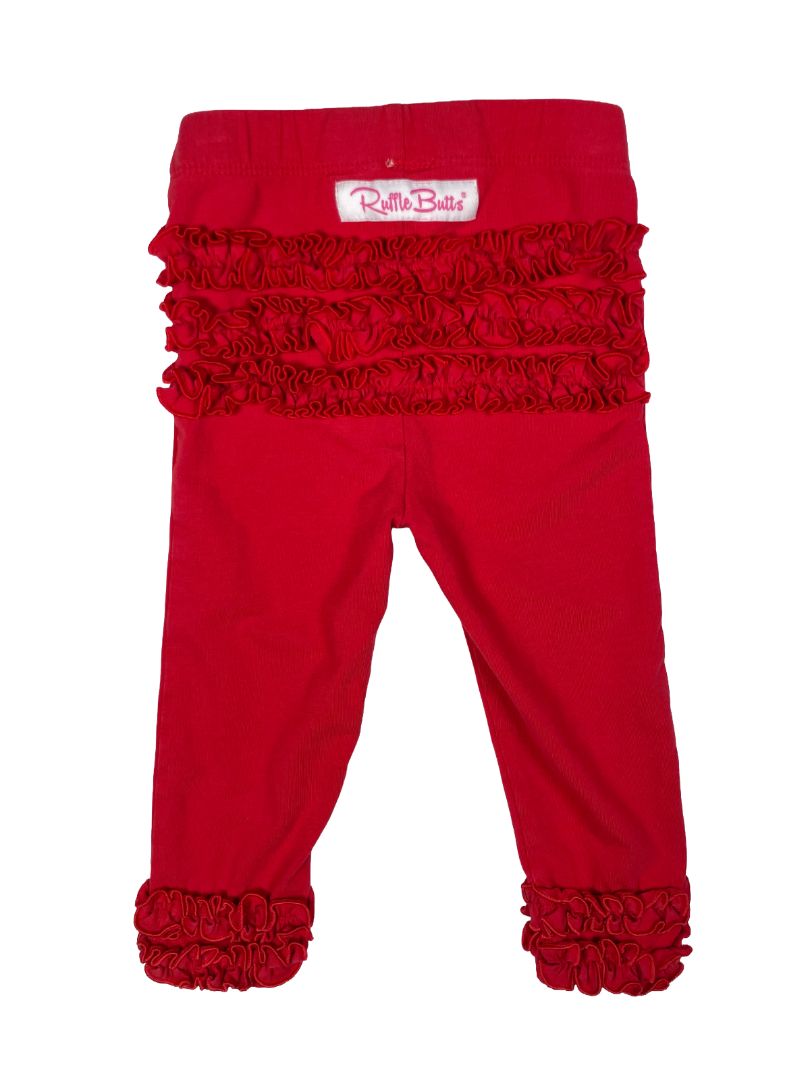 12-24 mo, Ruffle Butts, Red, Pull-on leggings, ruffles on cuffs and butt