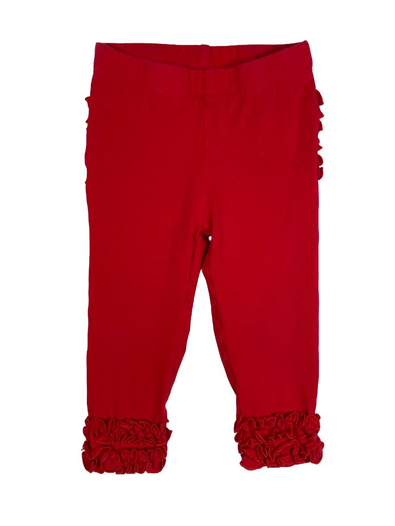 12-24 mo, Ruffle Butts, Red, Pull-on leggings, ruffles on cuffs and butt