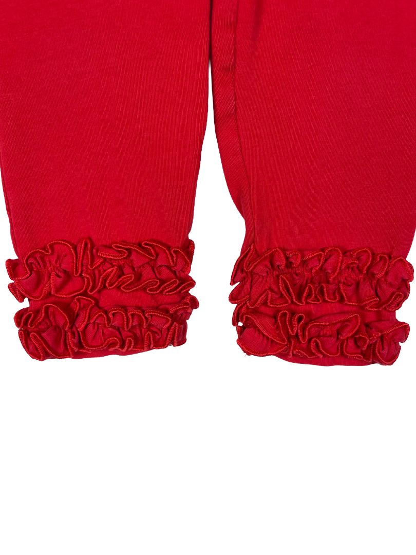 12-24 mo, Ruffle Butts, Red, Pull-on leggings, ruffles on cuffs and butt