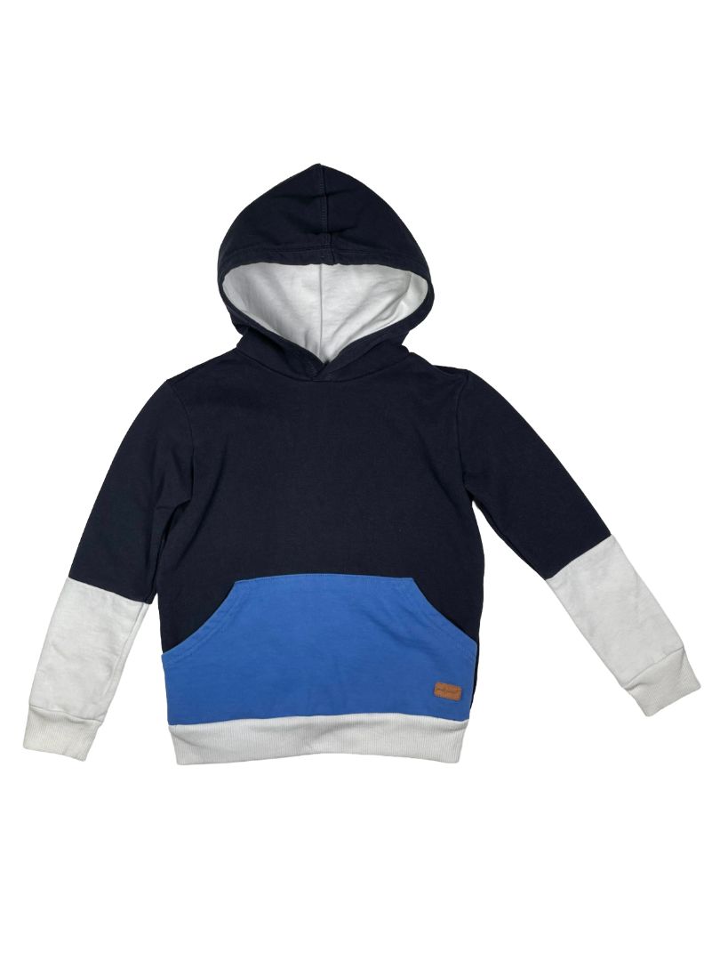 5/5T, 7 for All Mankind, Blue, Two-tone pullover hoodie, white hem/cuffs