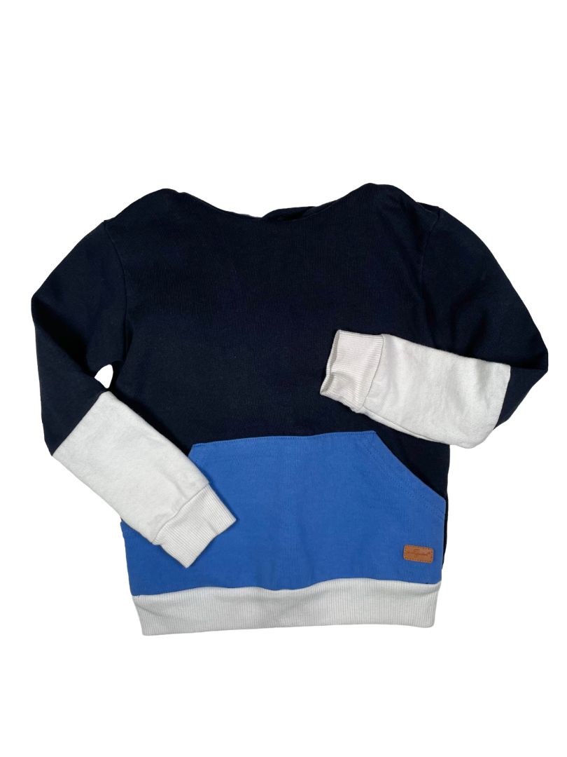 5/5T, 7 for All Mankind, Blue, Two-tone pullover hoodie, white hem/cuffs