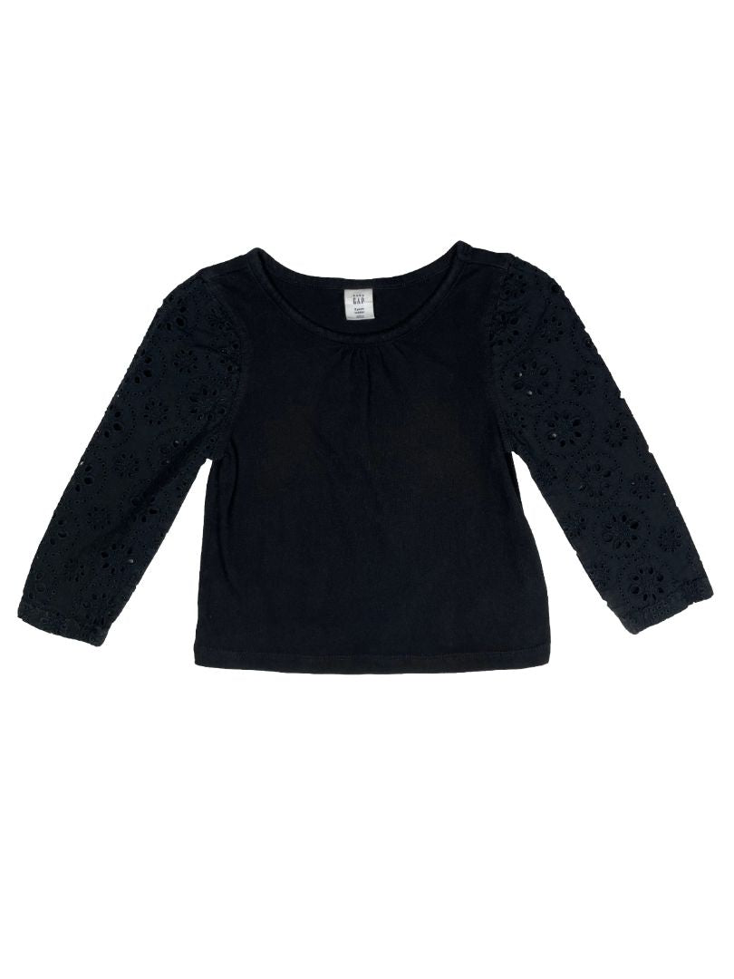2/2T, babyGap, Black, Shirt with eyelet long-sleeves