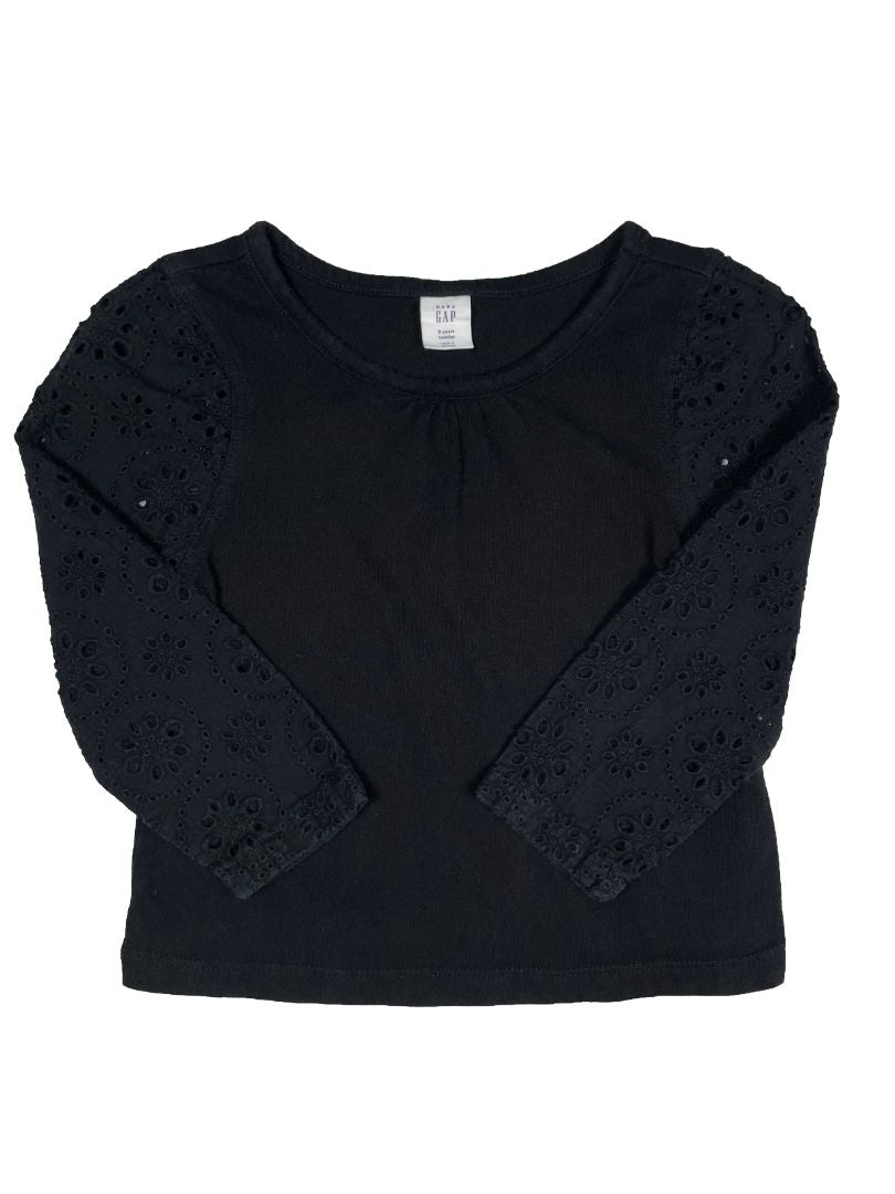 2/2T, babyGap, Black, Shirt with eyelet long-sleeves