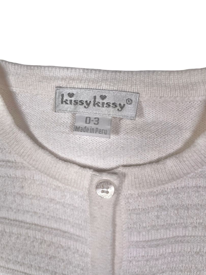 0-3 mo, Kissy Kissy, White, NEW w/ tags - Knit button-up heritage cardigan