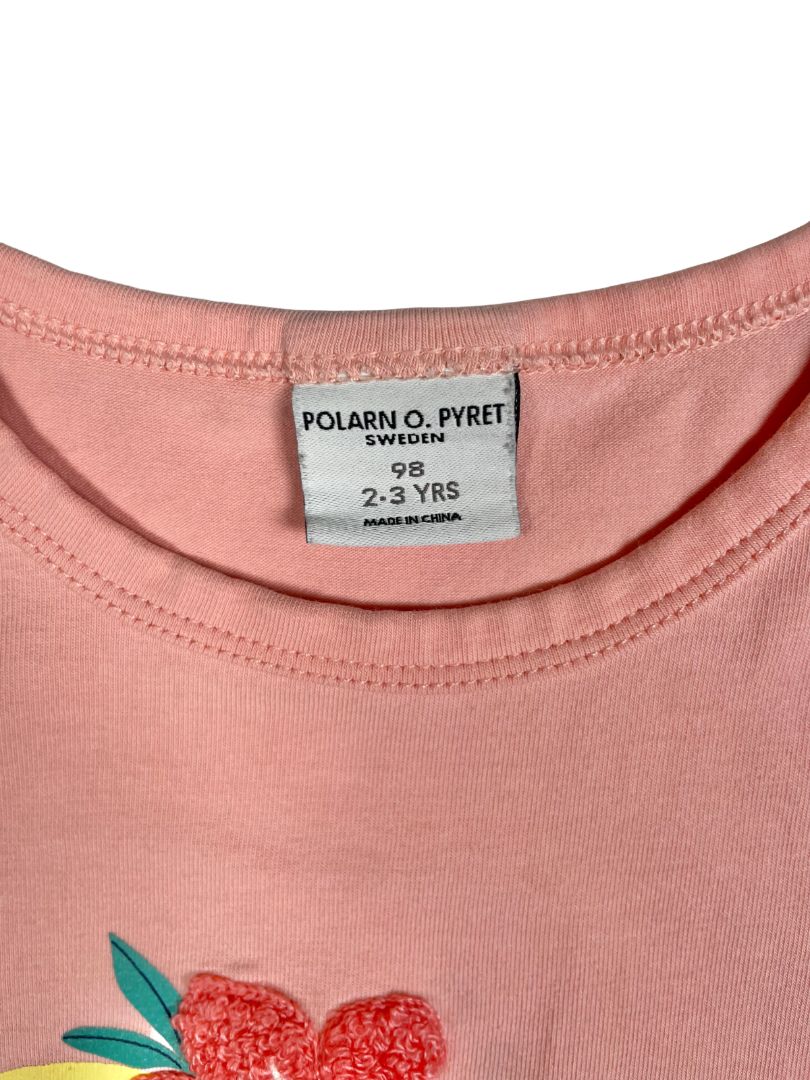 2-3, Polarn O. Pyret, Pink, Cute leopard tank top, appliqué flower
