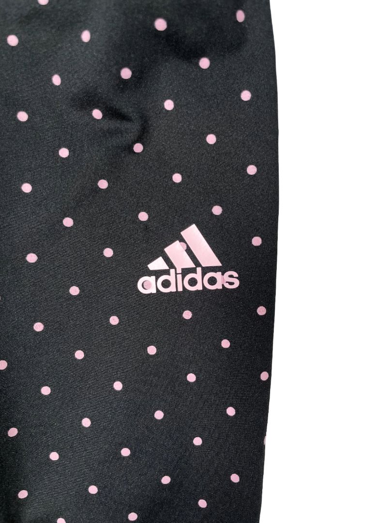 12 mo, Adidas, Black, Pink polka dot leggings