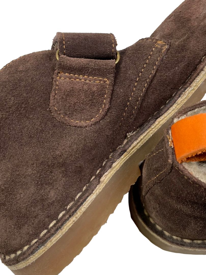 Size 13, Boden, Brown, Suede desert boots, cozy lined, velcro strap