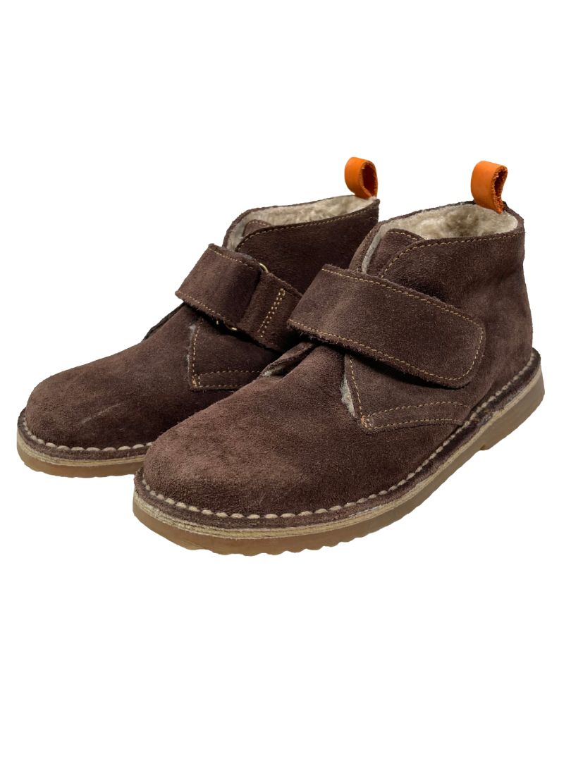 Size 13, Boden, Brown, Suede desert boots, cozy lined, velcro strap
