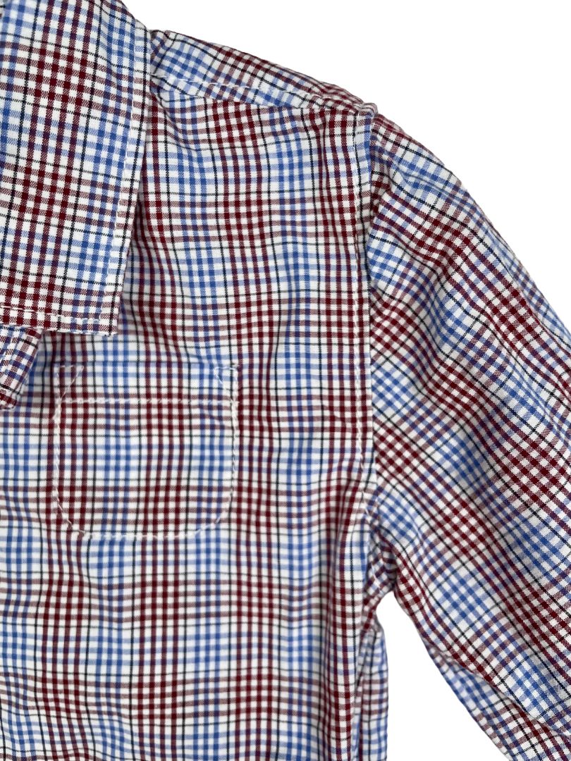 3-6 mo, Janie and Jack, Blue, Blue/red plaid long-sleeve button-up bodysuit