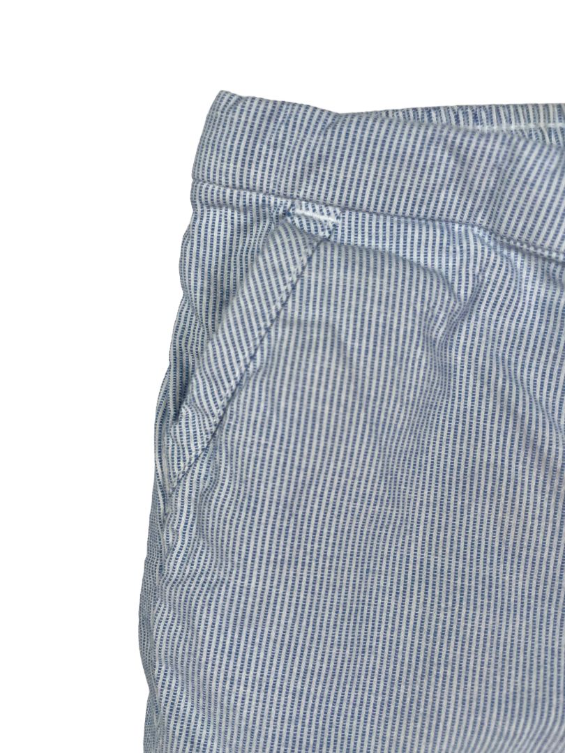 3-6 mo, Janie and Jack, Blue, Pull-on striped cotton pants, buttoned cuffs, decorative tie