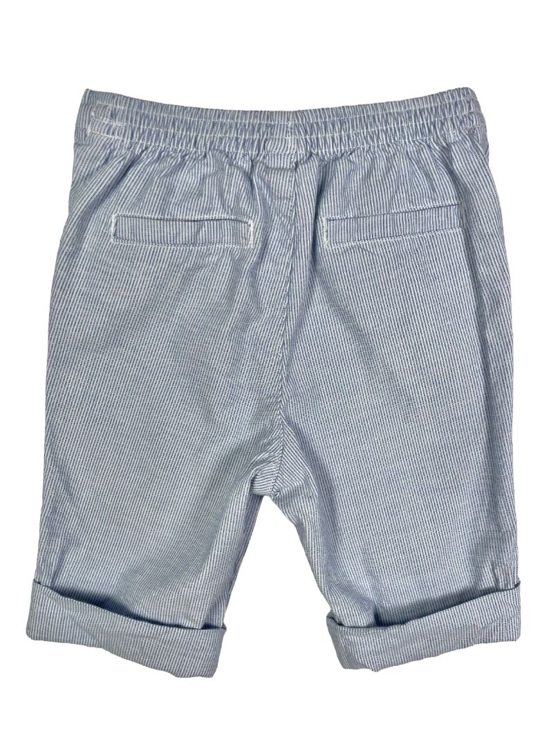 3-6 mo, Janie and Jack, Blue, Pull-on striped cotton pants, buttoned cuffs, decorative tie