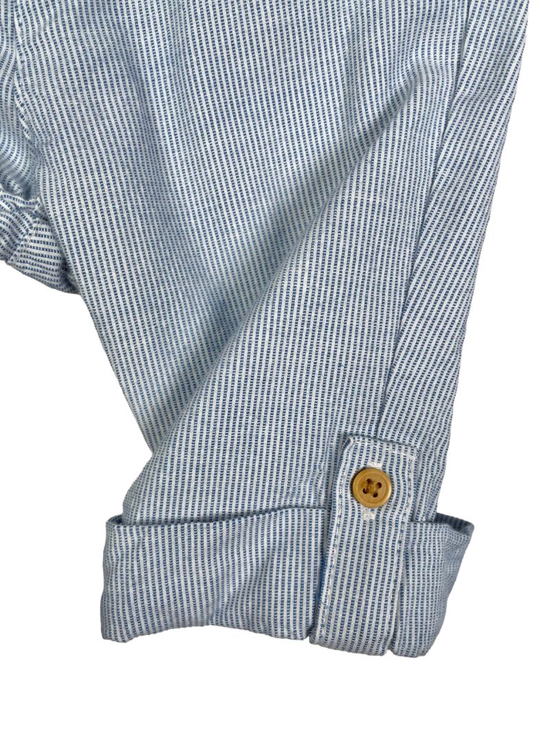 3-6 mo, Janie and Jack, Blue, Pull-on striped cotton pants, buttoned cuffs, decorative tie
