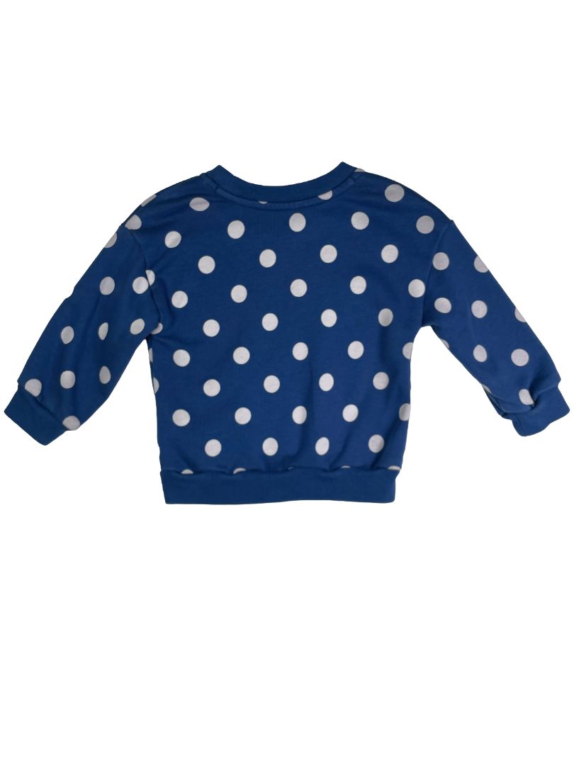 12-18 mo, babyGap, Blue, Large white polka dot pullover sweatshirt