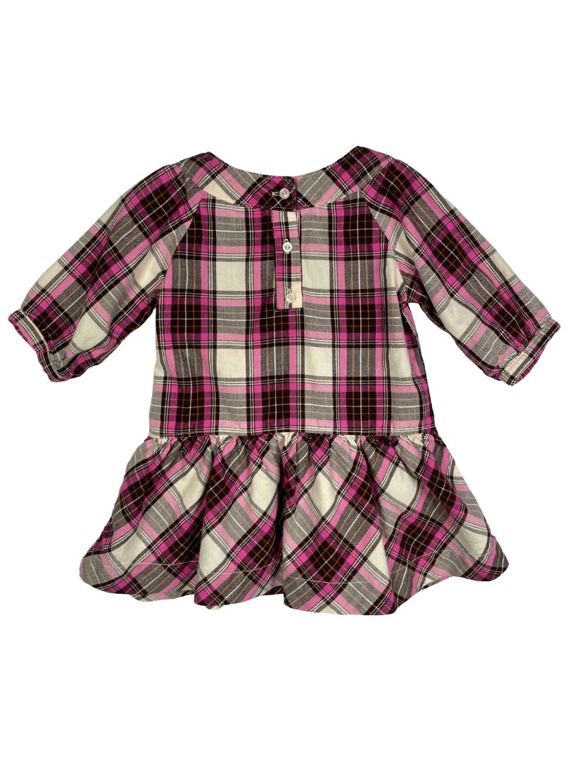 12-18 mo, babyGap, Cream, Pink/brown plaid drop-waist dress